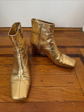 FABULOUS Rupert Sanderson Kiandra Metallic Textured Ankle Boots Bootie - 8.5